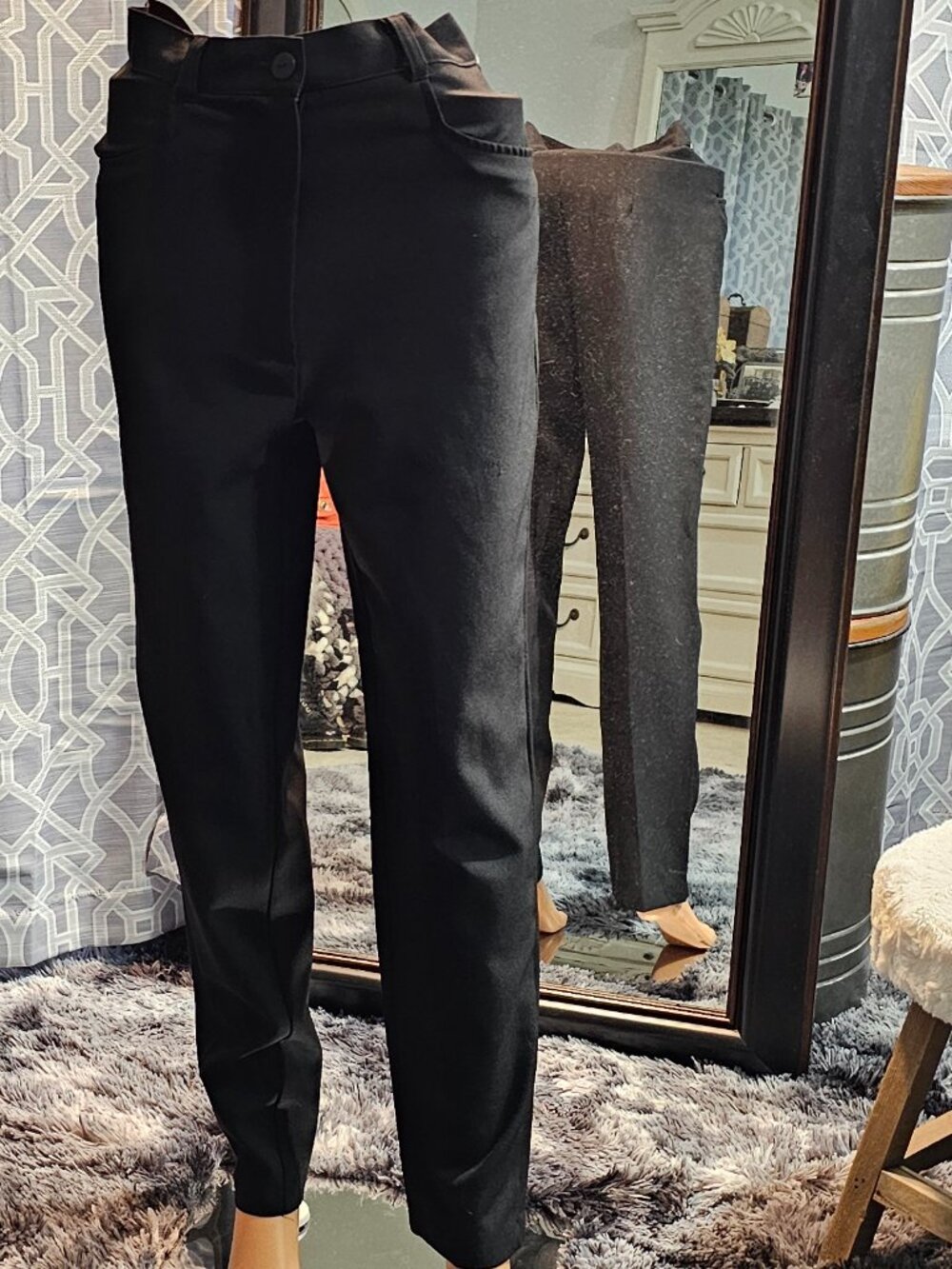 Park Avenue London Style Slim‑Fit Black Dress Trousers – Size 4